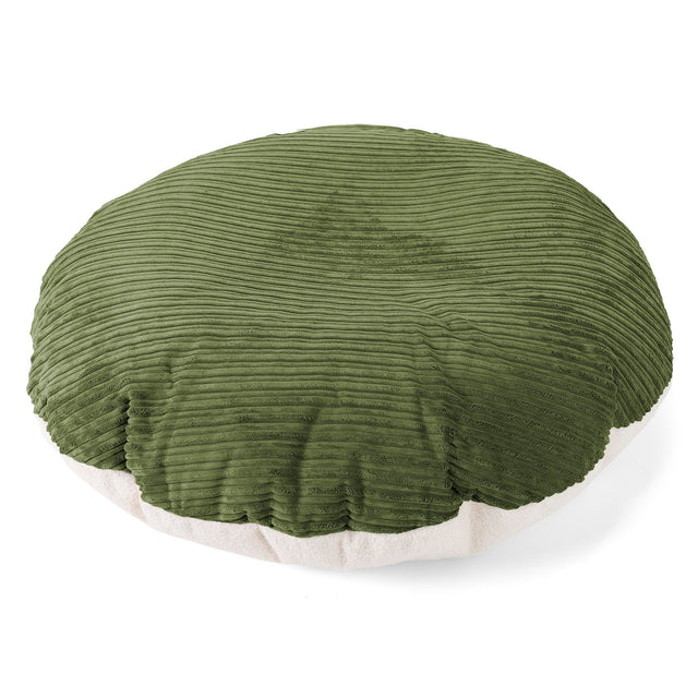 Flexforma Pouf Rond pour Enfant 2-14 ans - Bouclé & Côtelé Vert Forêt 01
