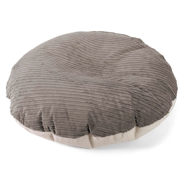 Flexforma Pouf Géant Rond pour Adulte - Bouclé & Côtelé Anthracite 01