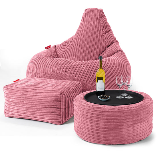 Pouf Poire Gamer - Côtelé Corail 03