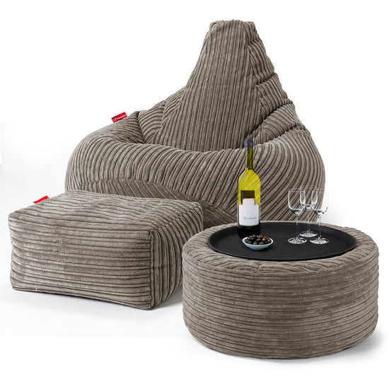 Pouf Poire Gamer - Côtelé Grège 03