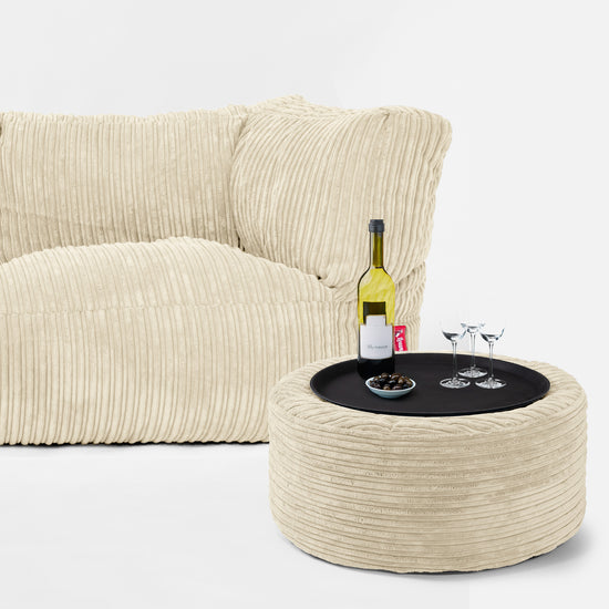 Canapé Pouf Albert 3 places - Côtelé Crème 02