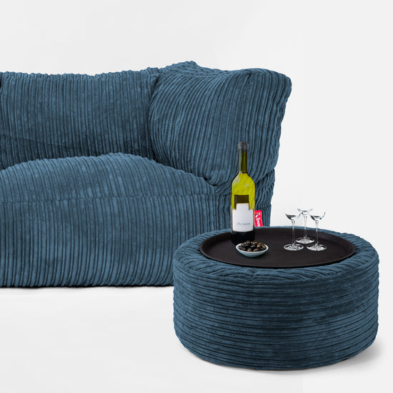 Canapé Pouf Albert 2 places - Côtelé Bleu Marine 03