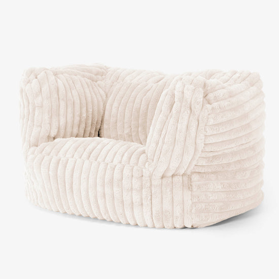 Albert Pouf Fauteuil Design - Velours Côtelé Ultra Pelucheux Crème 03