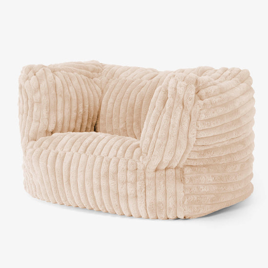 Albert Pouf Fauteuil Design - Velours Côtelé Ultra Pelucheux Pêche 03