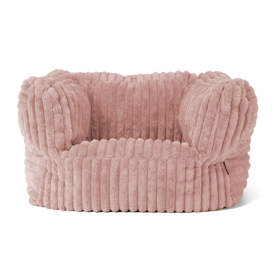 Albert Pouf Fauteuil Design - Velours Côtelé Ultra Pelucheux Rose Pastel 01