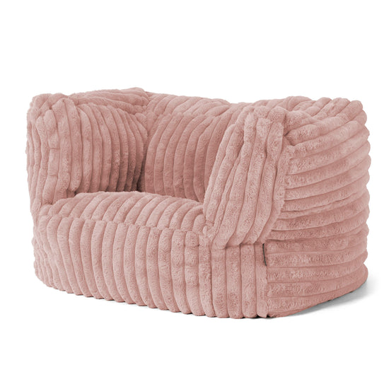 Albert Pouf Fauteuil Design - Velours Côtelé Ultra Pelucheux Rose Pastel 03