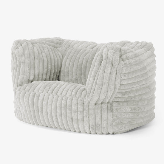 Albert Pouf Fauteuil Design - Velours Côtelé Ultra Pelucheux Vert Sauge 03