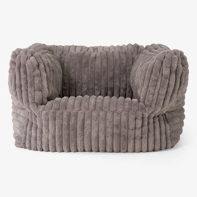 Albert Pouf Fauteuil Design - Velours Côtelé Ultra Pelucheux Vison 01