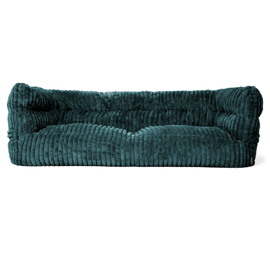 Canapé Pouf Albert 3 places 2.0 - Velours Côtelé Ultra Pelucheux Bleu Canard 01
