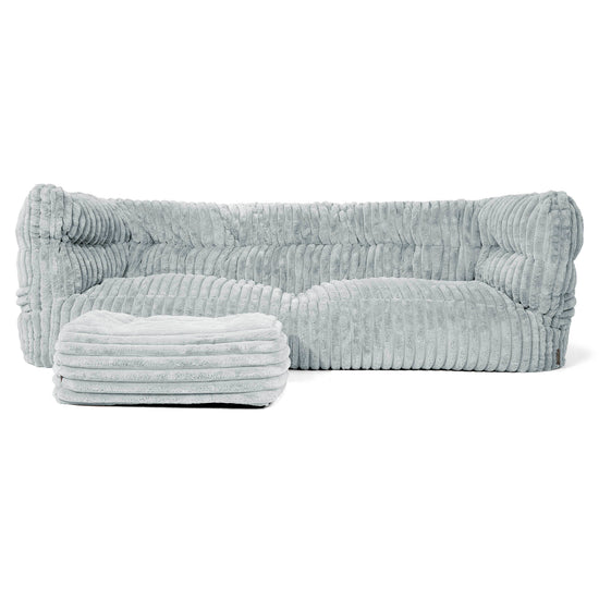 Canapé Pouf Albert 3 places 2.0 - Velours Côtelé Ultra Pelucheux Bleu Dragé 02