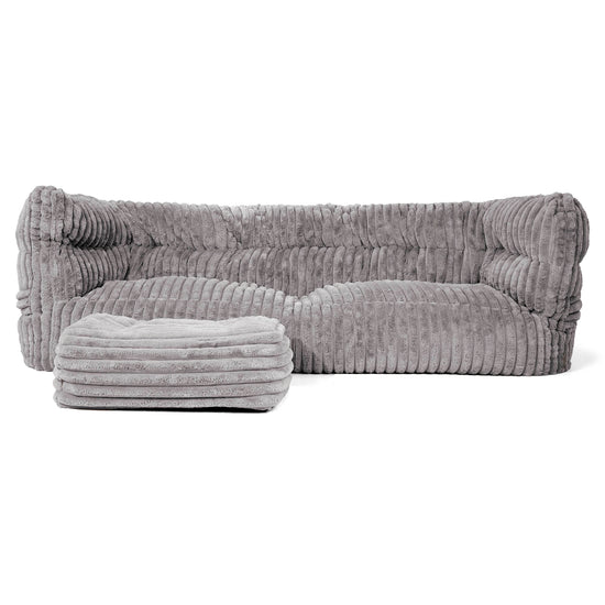 Canapé Pouf Albert 3 places 2.0 - Velours Côtelé Ultra Pelucheux Gris 02