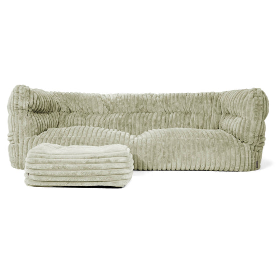 Canapé Pouf Albert 3 places 2.0 - Velours Côtelé Ultra Pelucheux Vert Sauge 02