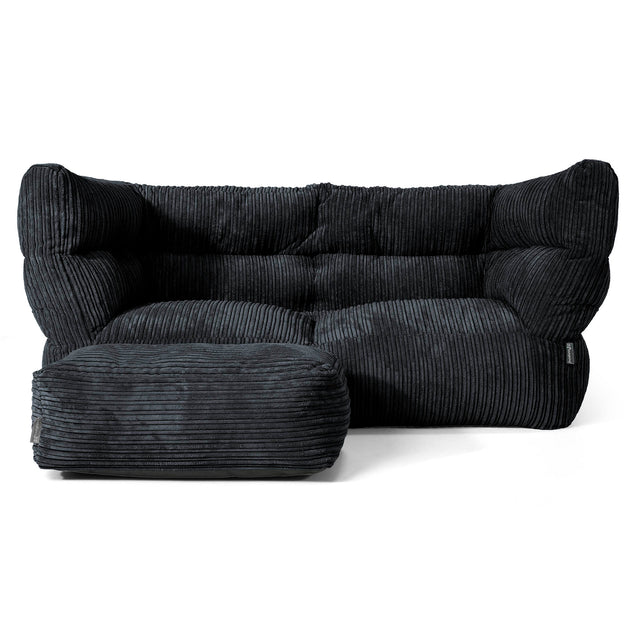 Canapé Pouf Louis 2 places - Côtelé Noir 02