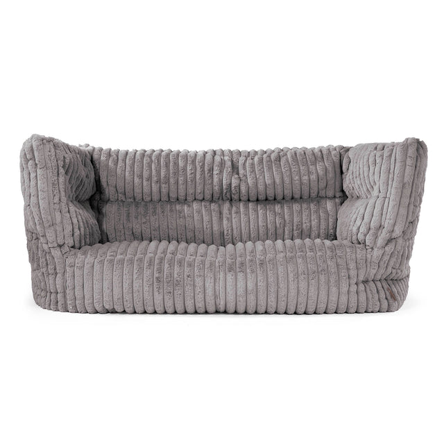 Canapé Pouf Louis 2 places - Velours Côtelé Ultra Pelucheux Gris 01