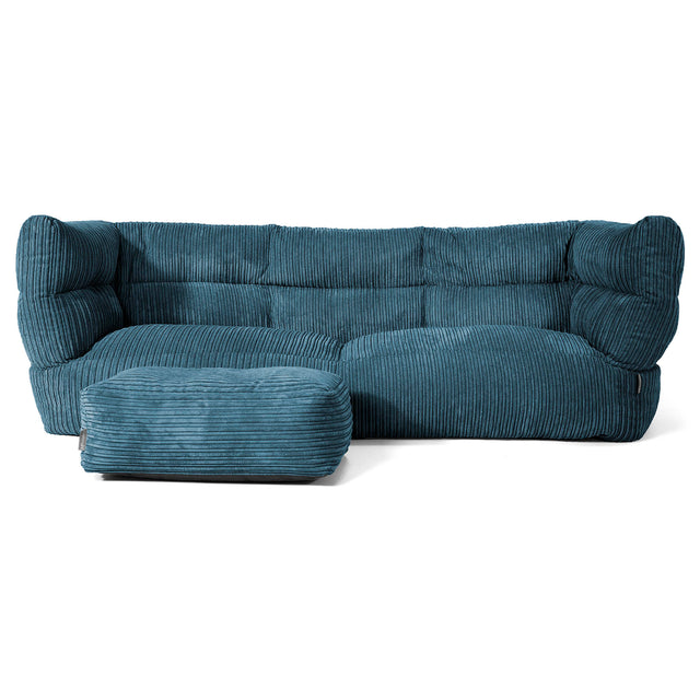 Canapé Pouf Louis 3 places - Côtelé Bleu Marine 02