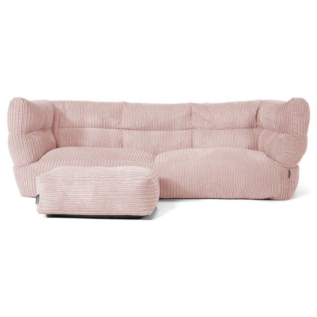 Canapé Pouf Louis 3 places - Côtelé Rose 02