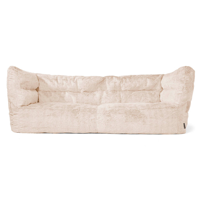Canapé Pouf Louis 3 places - Fausse Fourrure Lapin Blanc 01