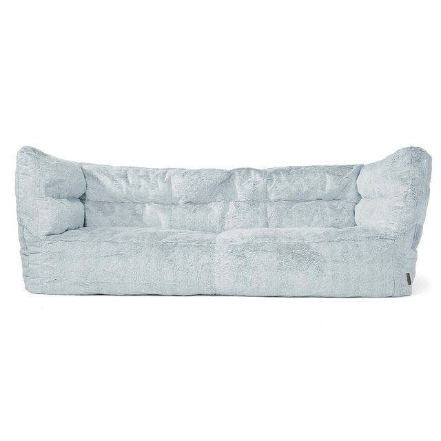 Canapé Pouf Louis 3 places - Fausse Fourrure Lapin Bleu Pastel 01
