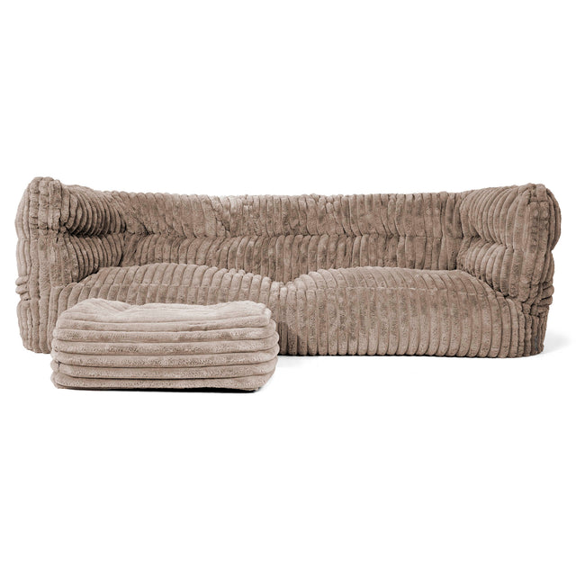 Canapé Pouf Louis 3 places - Velours Côtelé Ultra Pelucheux Vison 02