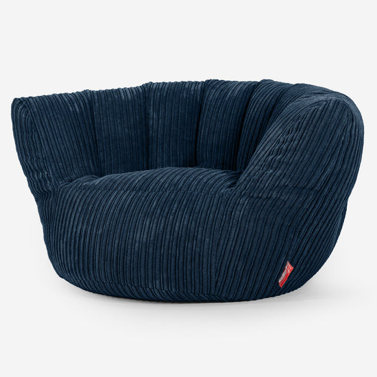 Pouf Charles Vintish - Côtelé Bleu Marine 01