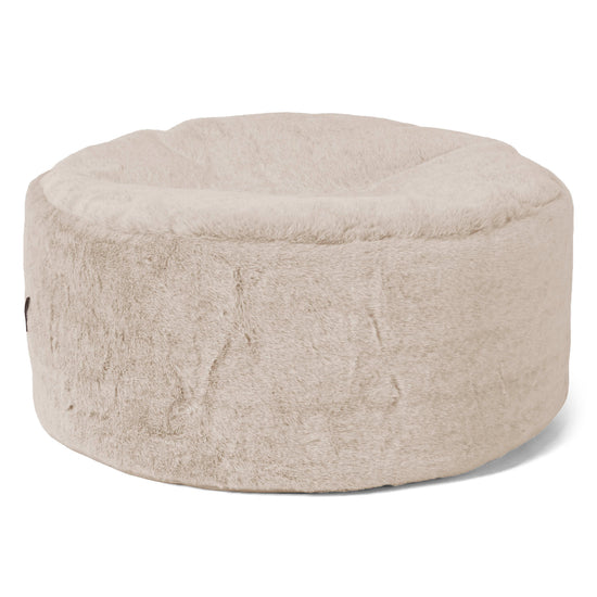 Grand Repose-pied Rond - Fausse Fourrure Lapin Brun Doré 01