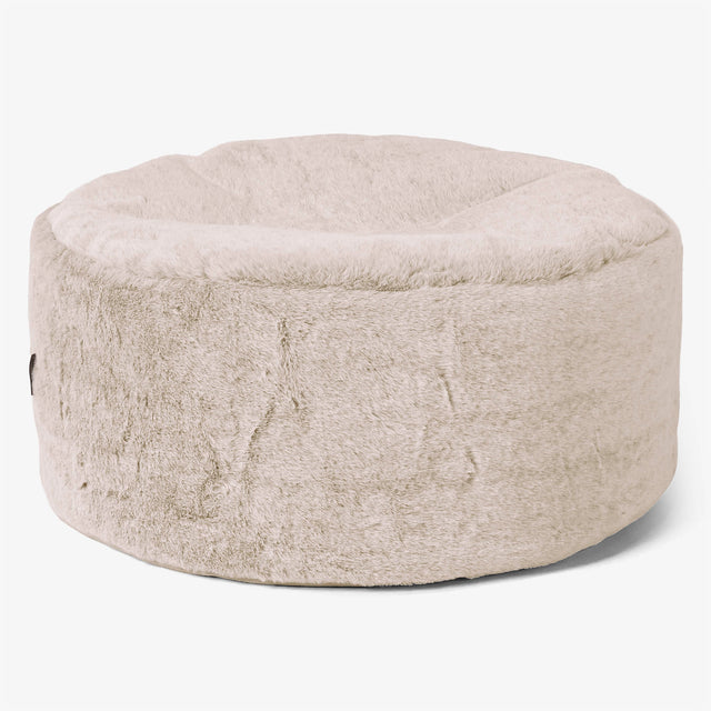 Grand Repose-pied Rond - Fausse Fourrure Lapin Brun Doré 01