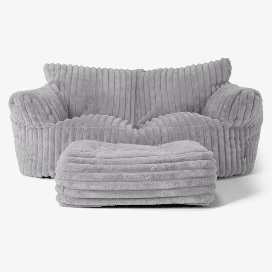 Joséphine Canapé Pouf - Velours Côtelé Ultra Pelucheux Gris 02