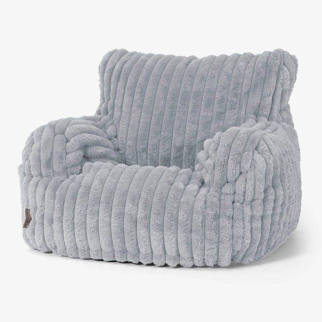 Joséphine Pouf Fauteuil Design - Velours Côtelé Ultra Pelucheux Bleu Dragé 01