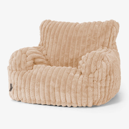 Joséphine Pouf Fauteuil Design - Velours Côtelé Ultra Pelucheux Pêche 01
