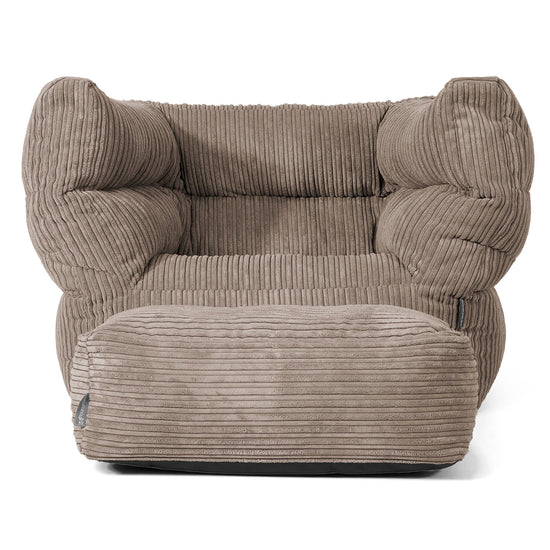 Louis Pouf Fauteuil Design - Côtelé Grège 02