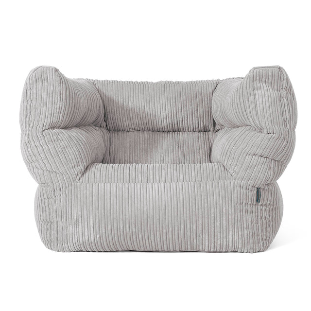 Louis Pouf Fauteuil Design - Côtelé Gris Argent 01