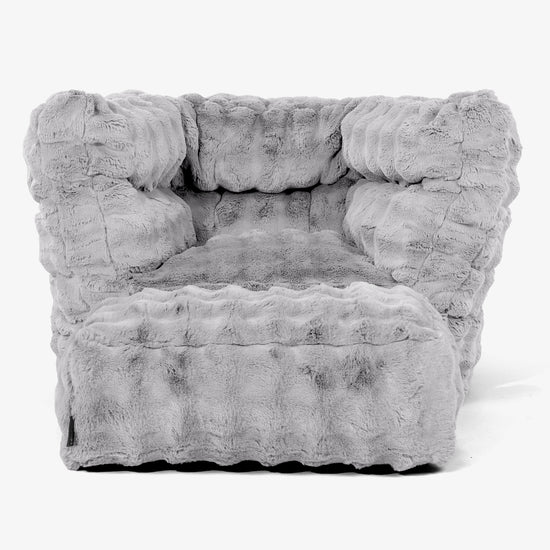 Louis Pouf Fauteuil Design - Fausse Fourrure à Bulles Gris 02