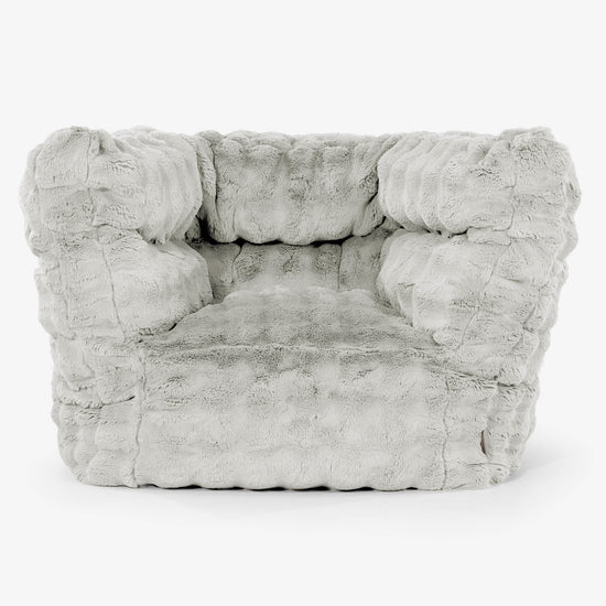 Louis Pouf Fauteuil Design - Fausse Fourrure à Bulles Vert Sauge 01