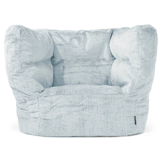 Louis Pouf Fauteuil Design - Fausse Fourrure Lapin Bleu Pastel 01