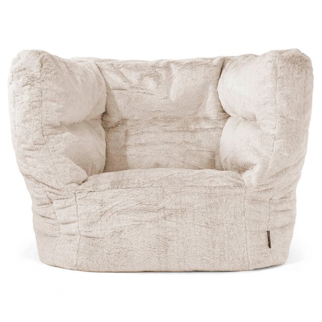 Louis Pouf Fauteuil Design - Fausse Fourrure Lapin Brun Doré 01