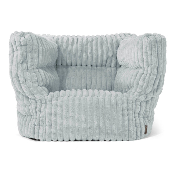 Louis Pouf Fauteuil Design - Velours Côtelé Ultra Pelucheux Bleu Dragé 01