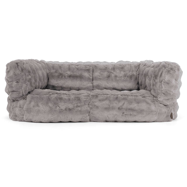 Canapé Pouf Albert 2 places - Fausse Fourrure à Bulles Gris 01