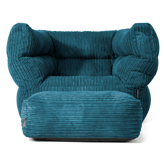 Albert Pouf Fauteuil Design - Côtelé Bleu Canard 02