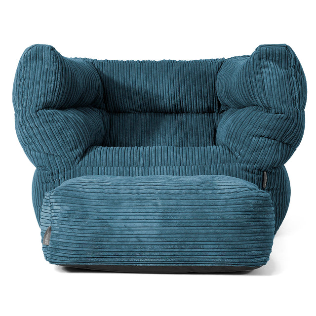 Albert Pouf Fauteuil Design - Côtelé Bleu Marine 02