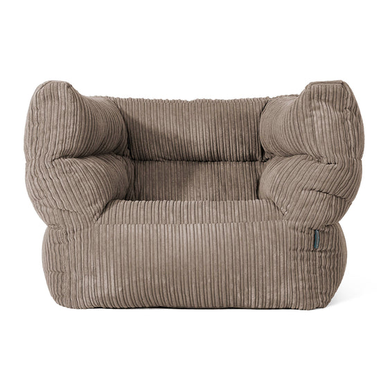Albert Pouf Fauteuil Design - Côtelé Grège 01