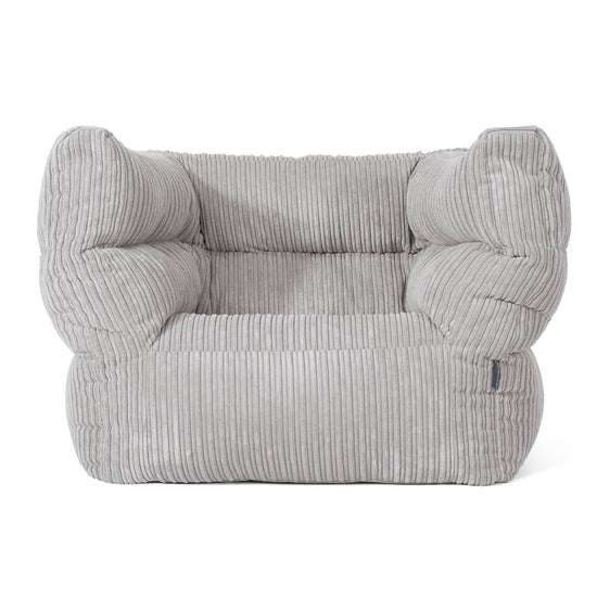 Albert Pouf Fauteuil Design - Côtelé Gris Argent 01