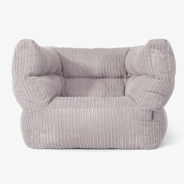 Albert Pouf Fauteuil Design - Côtelé Gris Argent 01