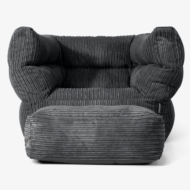 Albert Pouf Fauteuil Design - Côtelé Noir 02