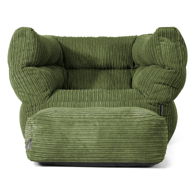 Albert Pouf Fauteuil Design - Côtelé Vert Forêt 02