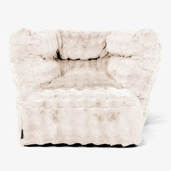 Albert Pouf Fauteuil Design 2.0 - Fausse Fourrure à Bulles Crème 02