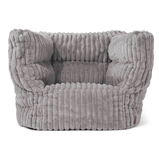 Albert Pouf Fauteuil Design - Velours Côtelé Ultra Pelucheux Gris 01