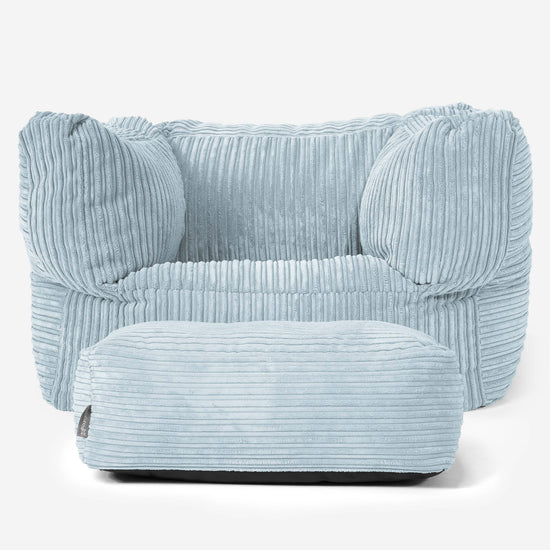 Albert Pouf Fauteuil Design - Côtelé Bébé Bleu 02