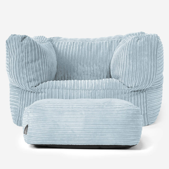 Albert Pouf Fauteuil Design - Côtelé Bébé Bleu 02