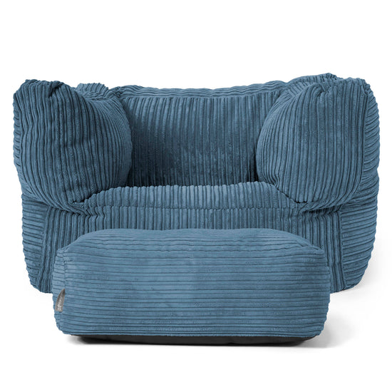 Albert Pouf Fauteuil Design - Côtelé Bleu Marine 02