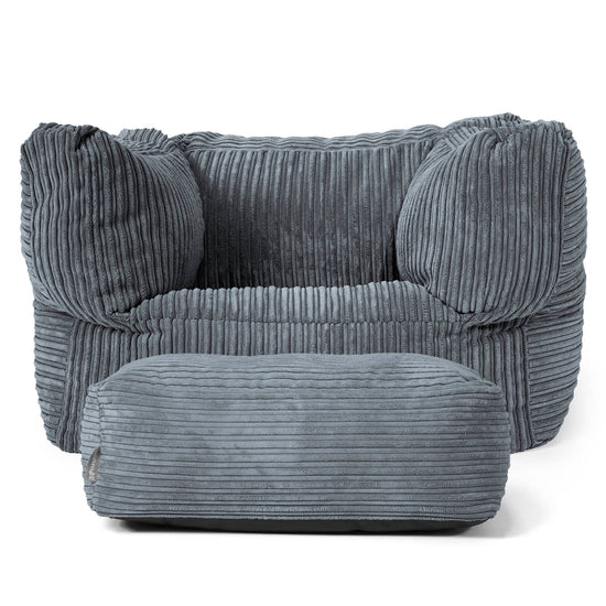 Albert Pouf Fauteuil Design - Côtelé Gris Ardoise 02